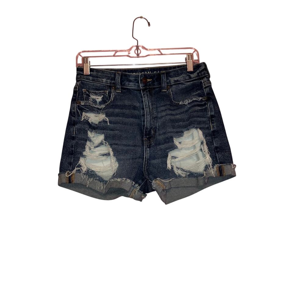 American Eagle High Rise Distressed Denim Mom Shorts Size 6